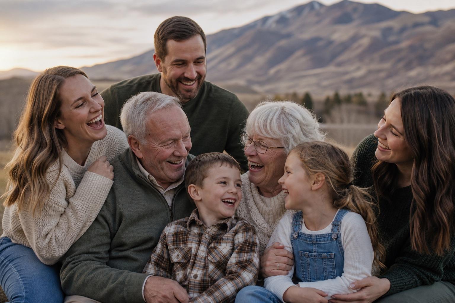 Family together outdoors