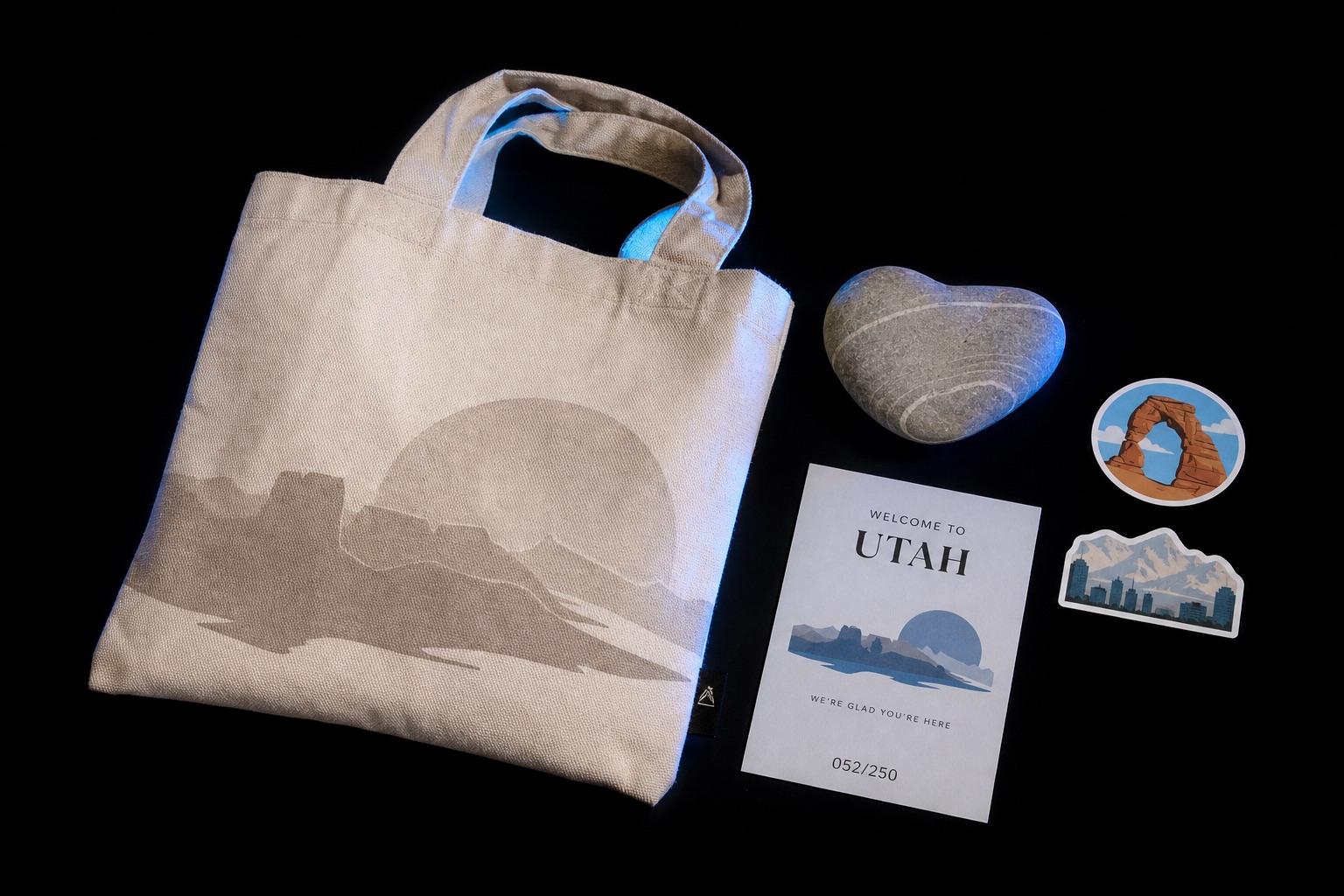 Welcome gift flat lay — holidays off without people photos