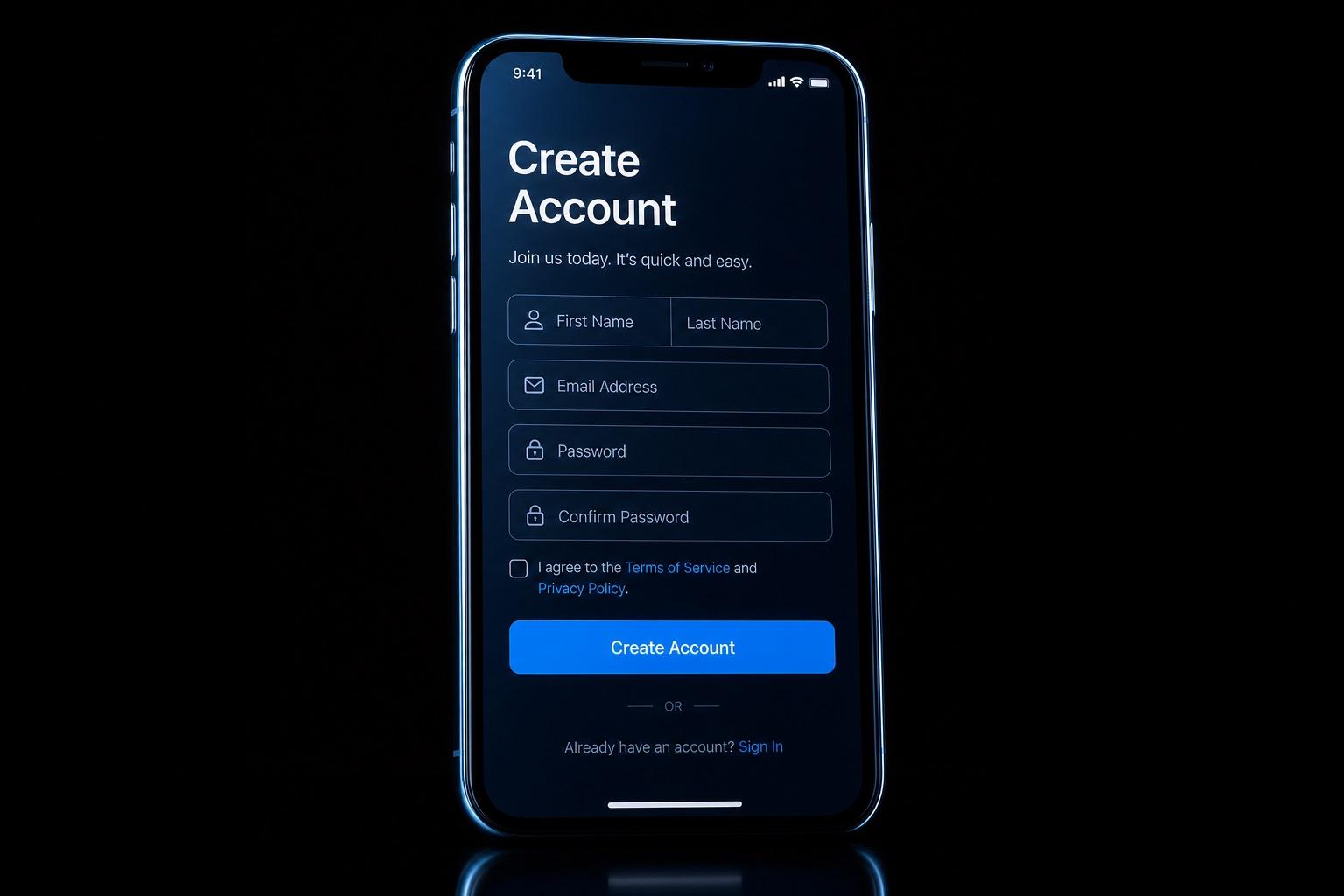 Creating an Ivix account on a phone