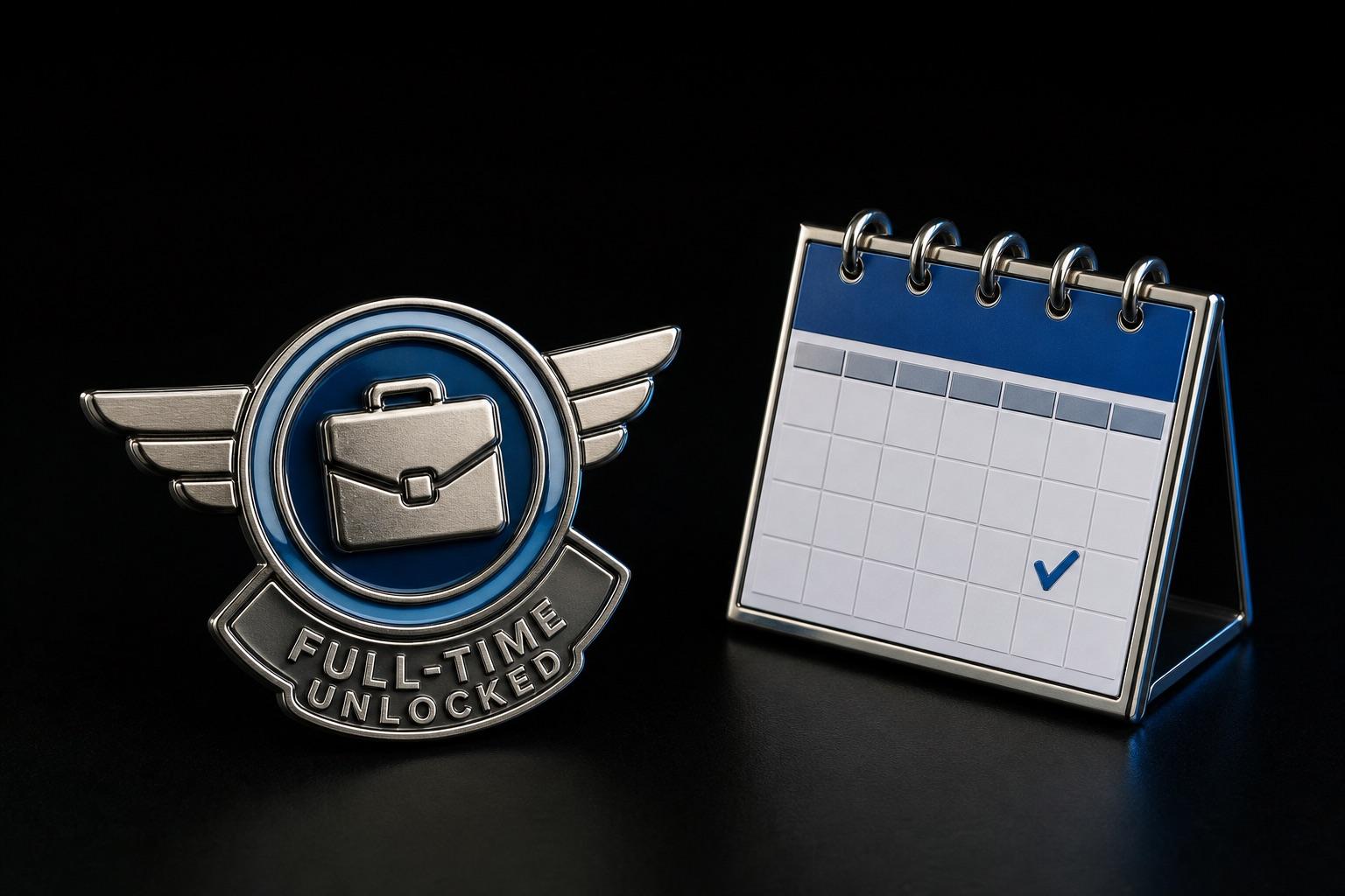 Achievement badge marking full-time provider perks